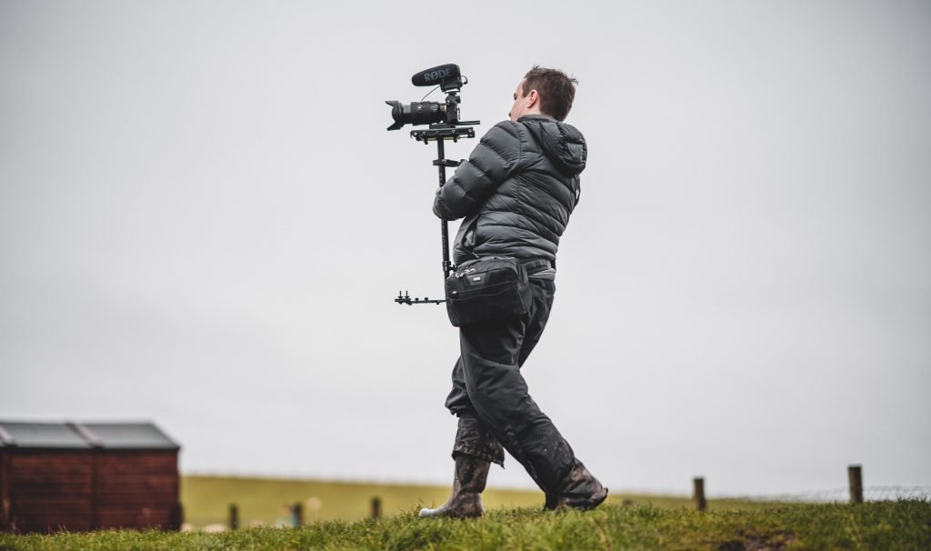 Aberdeen Wedding Videographer - Michael westcott filming in outdoor nursery with Sony and glidecam