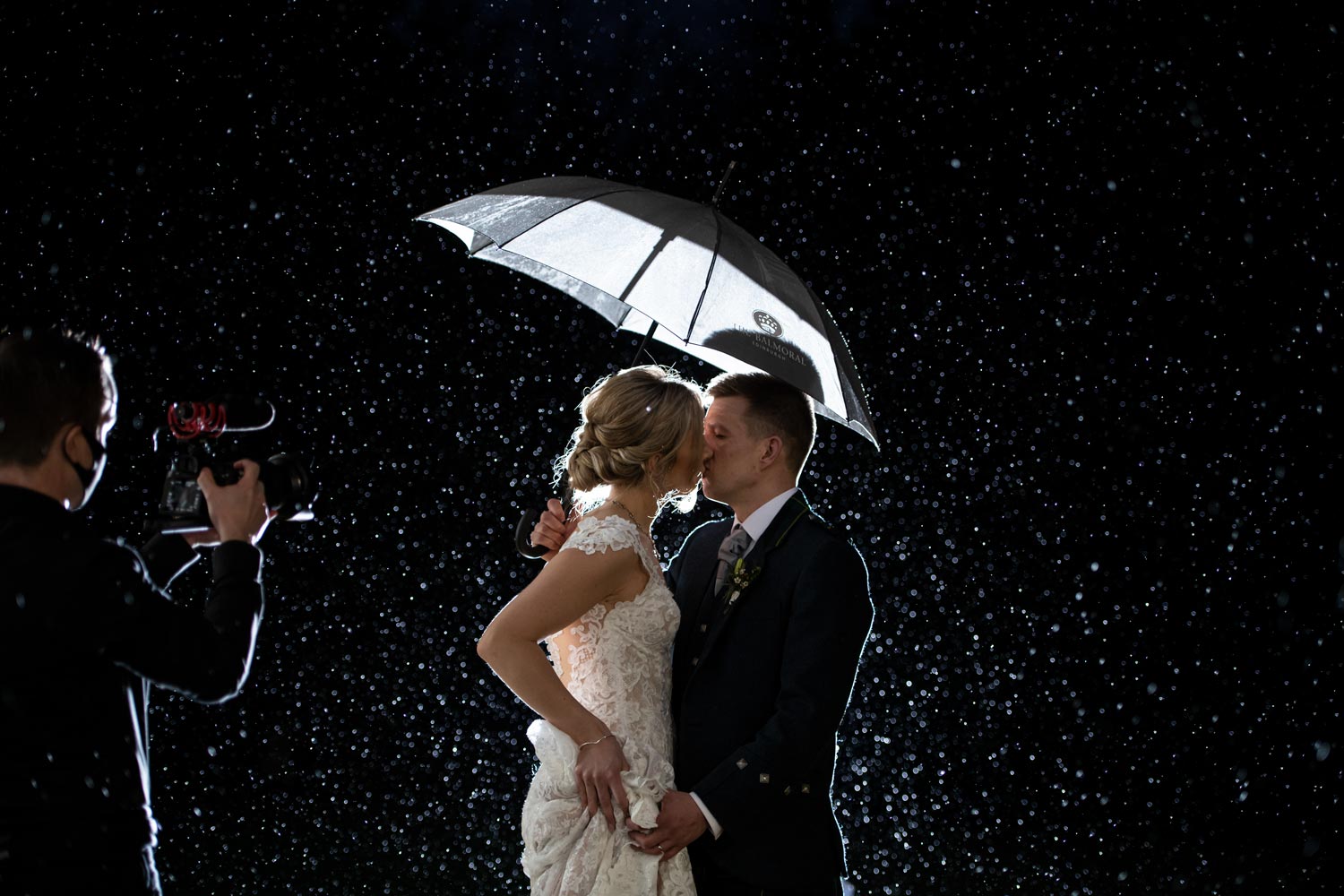 Scotland Wedding Videographer Michael Westcott Films Filming Couple in the Rain