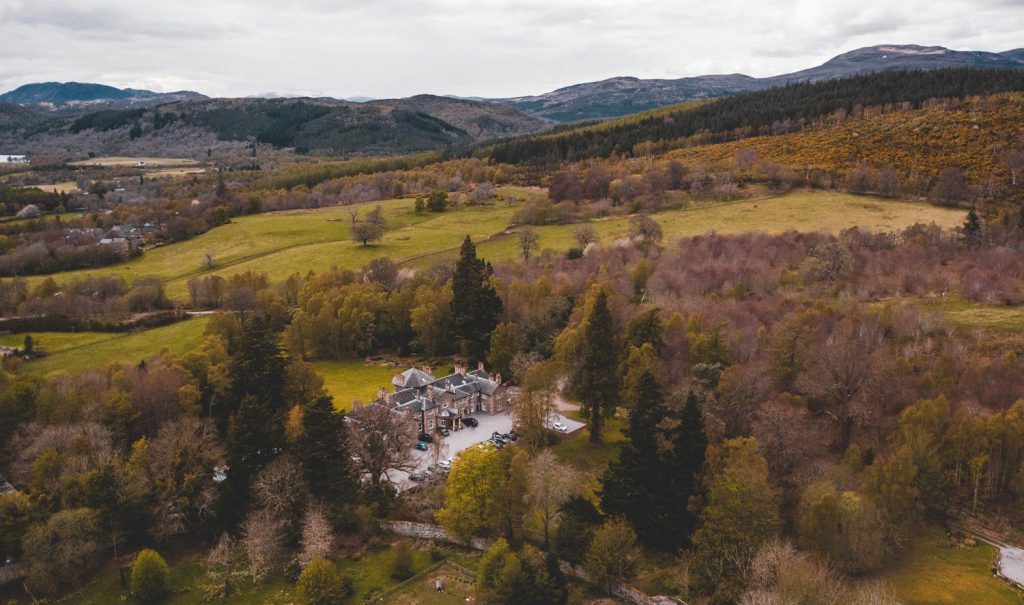 coul house hotel aerial dji mavic 2 pro Scottish highlands