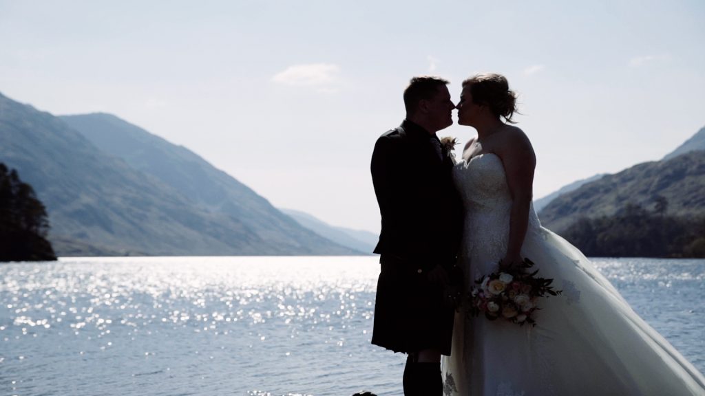 Kim and Ewen Wedding highlights Ben Nevis Hotel silhouette
