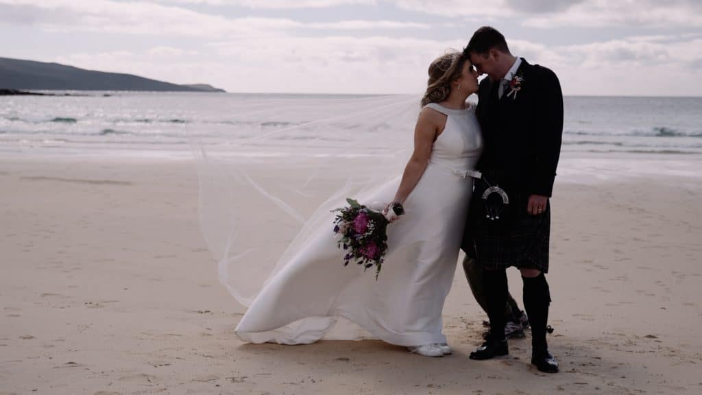 wedding couple shoot on isle of harris beach