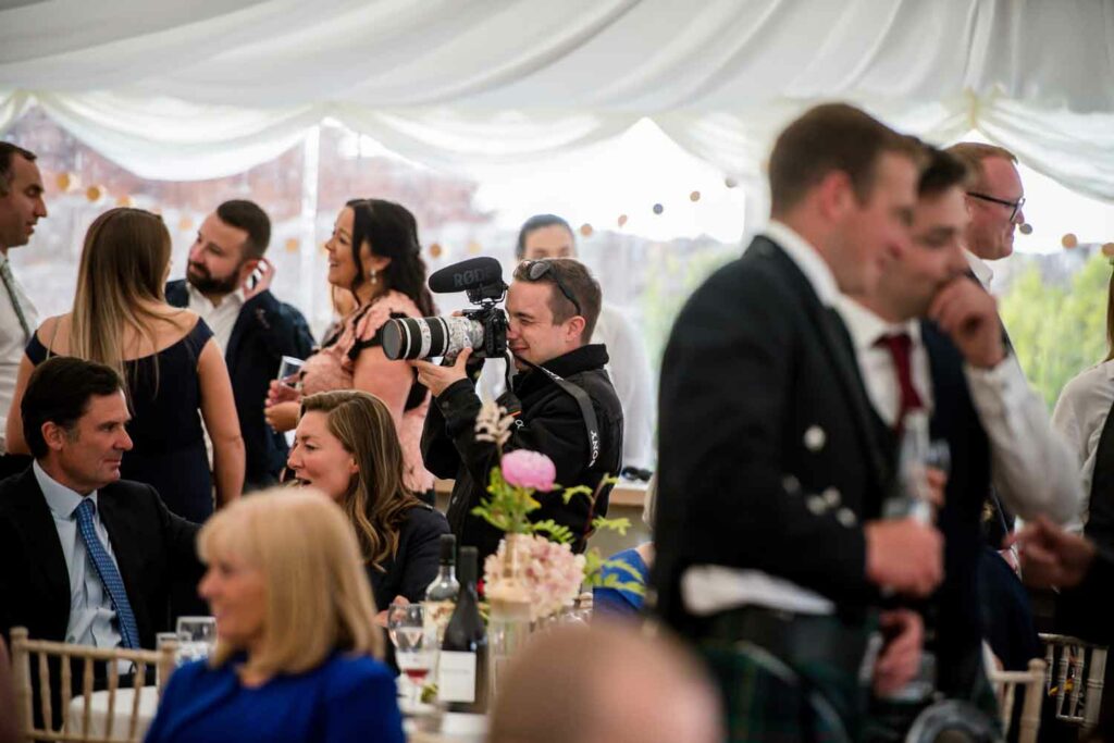 Michael Westcott Films filming the reception at a wedding in Scotland